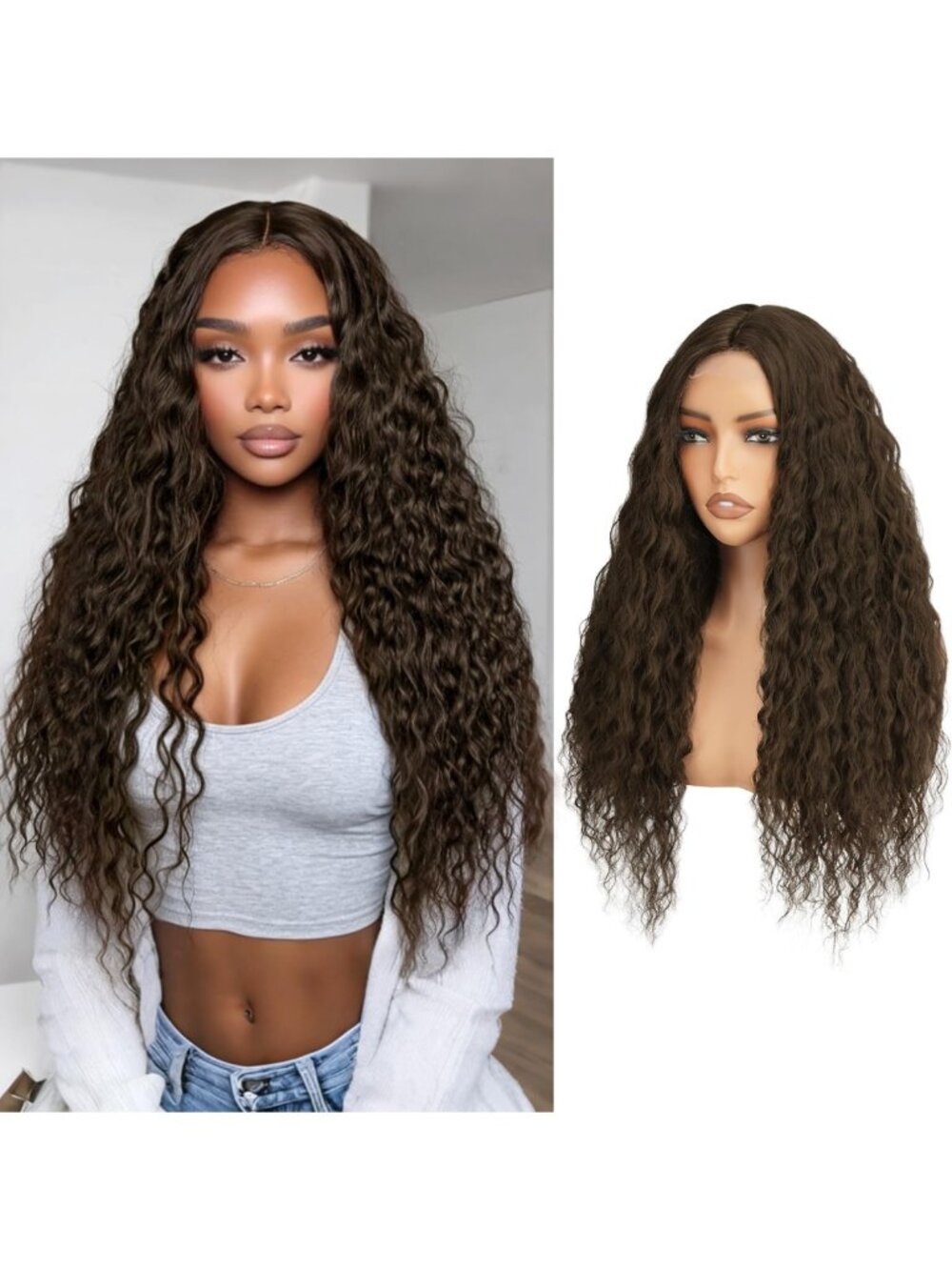 22" Light Brown Curly Wig for Women | Natural Look, Soft & Stylish Hairpiece